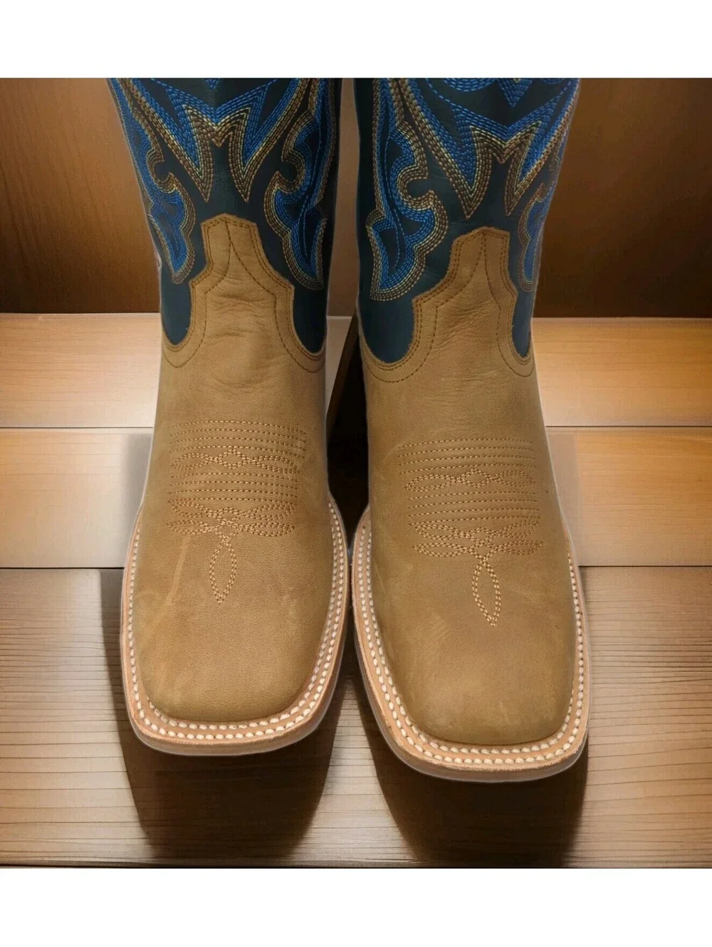 $330 J.B. Dillon Reserve Cowboy Western Blue Tan Leather Boot JBRP3250 Mens 8.5